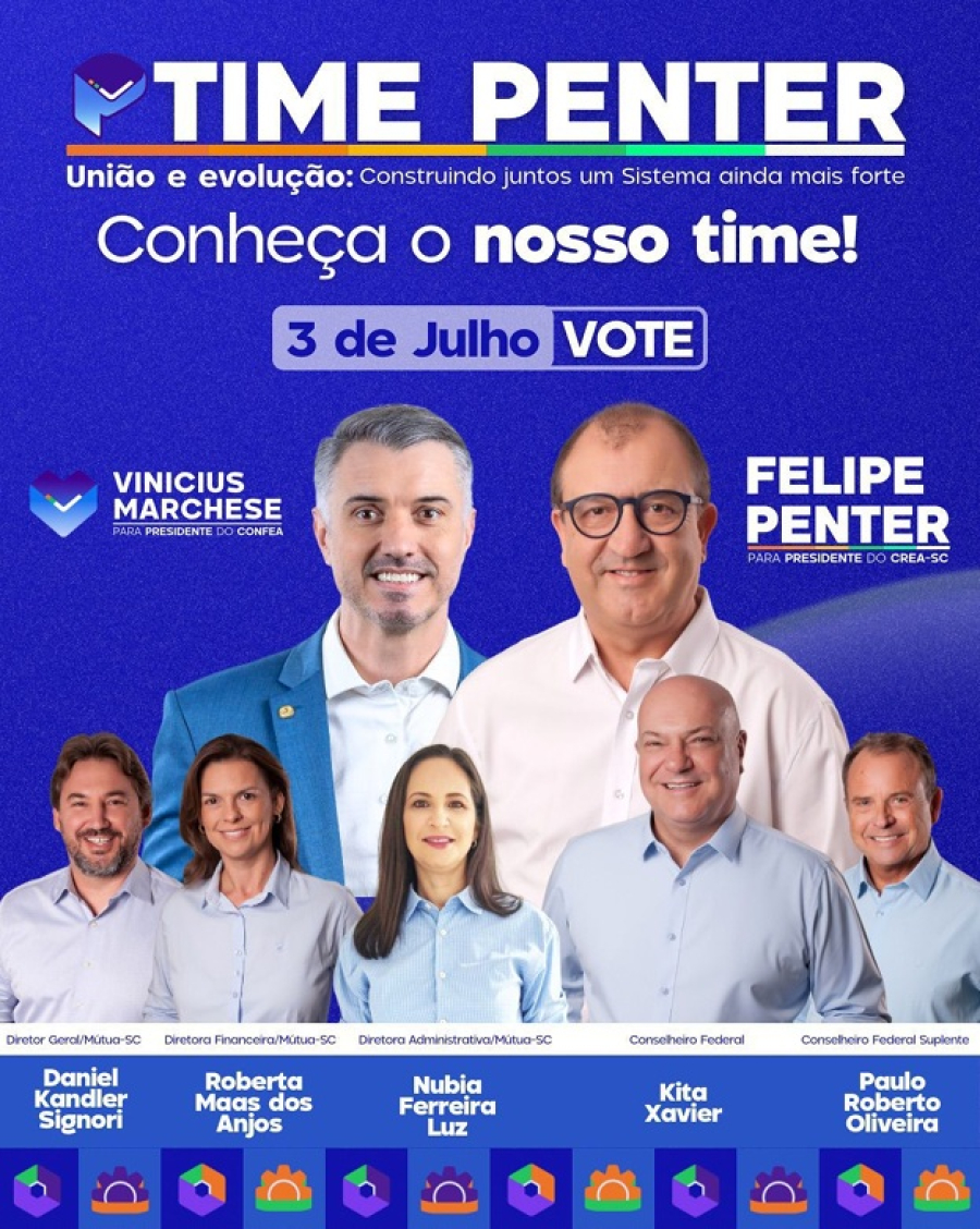 Chapa “Time Penter” lança candidatura ao Sistema Confea, CREA-SC e Mútua nesta quarta-feira em Florianópolis