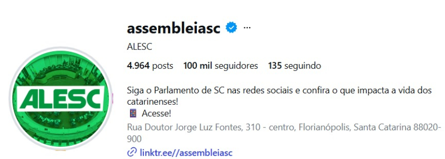 Alesc bate marca de 100 mil seguidores no Instagram e amplia conexão com os catarinenses