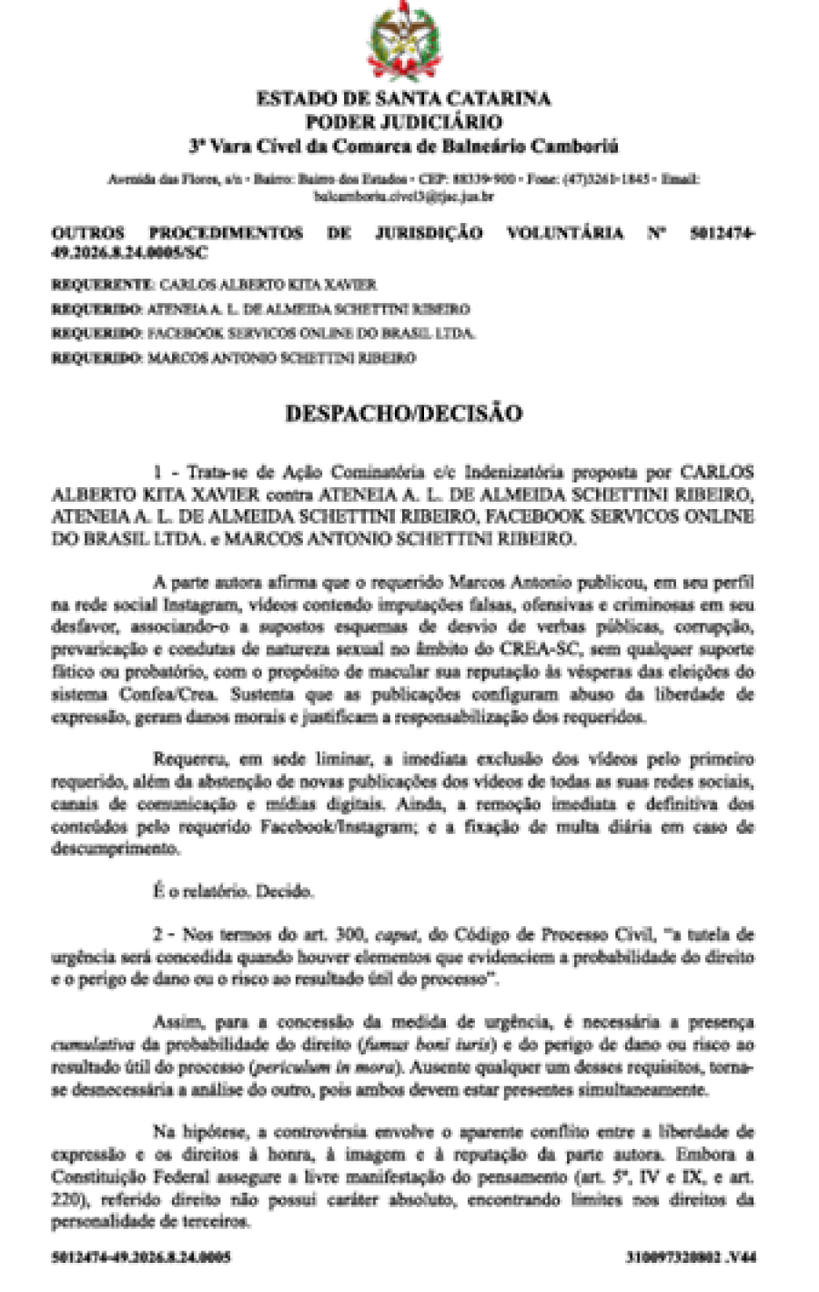 Justiça determina retirada de vídeos contra candidato ao Confea por ausência de elementos mínimos
