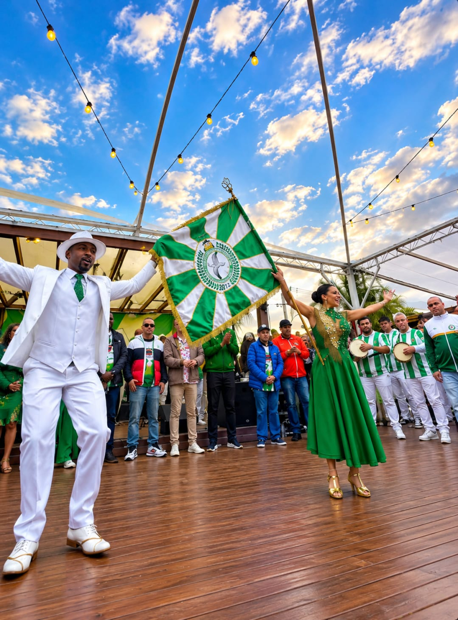 Em domingo de muito frio, União da Ilha da Magia esquenta o clima com feijoada, samba e muito calor humano