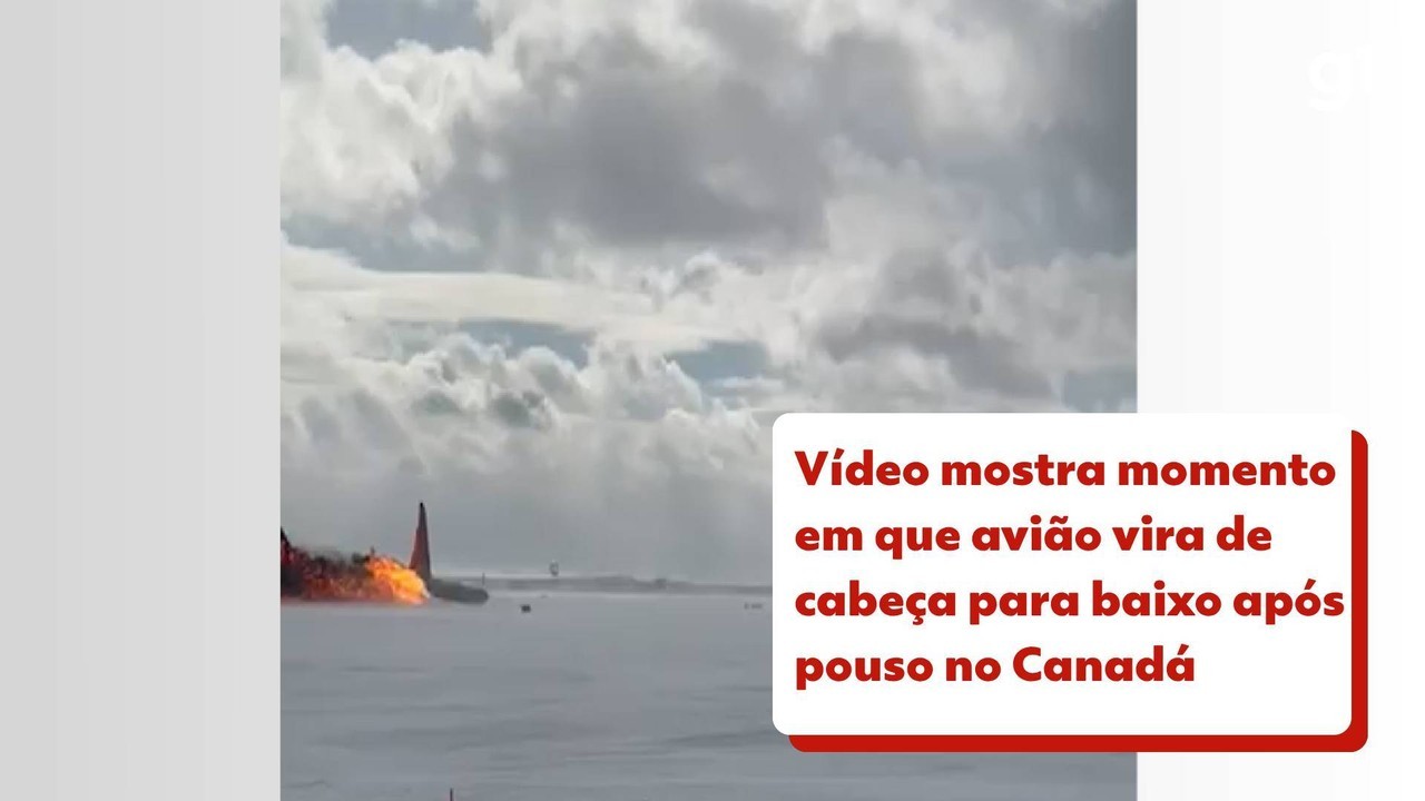 VÍDEO mostra momento em que avião capota ao pousar em Toronto